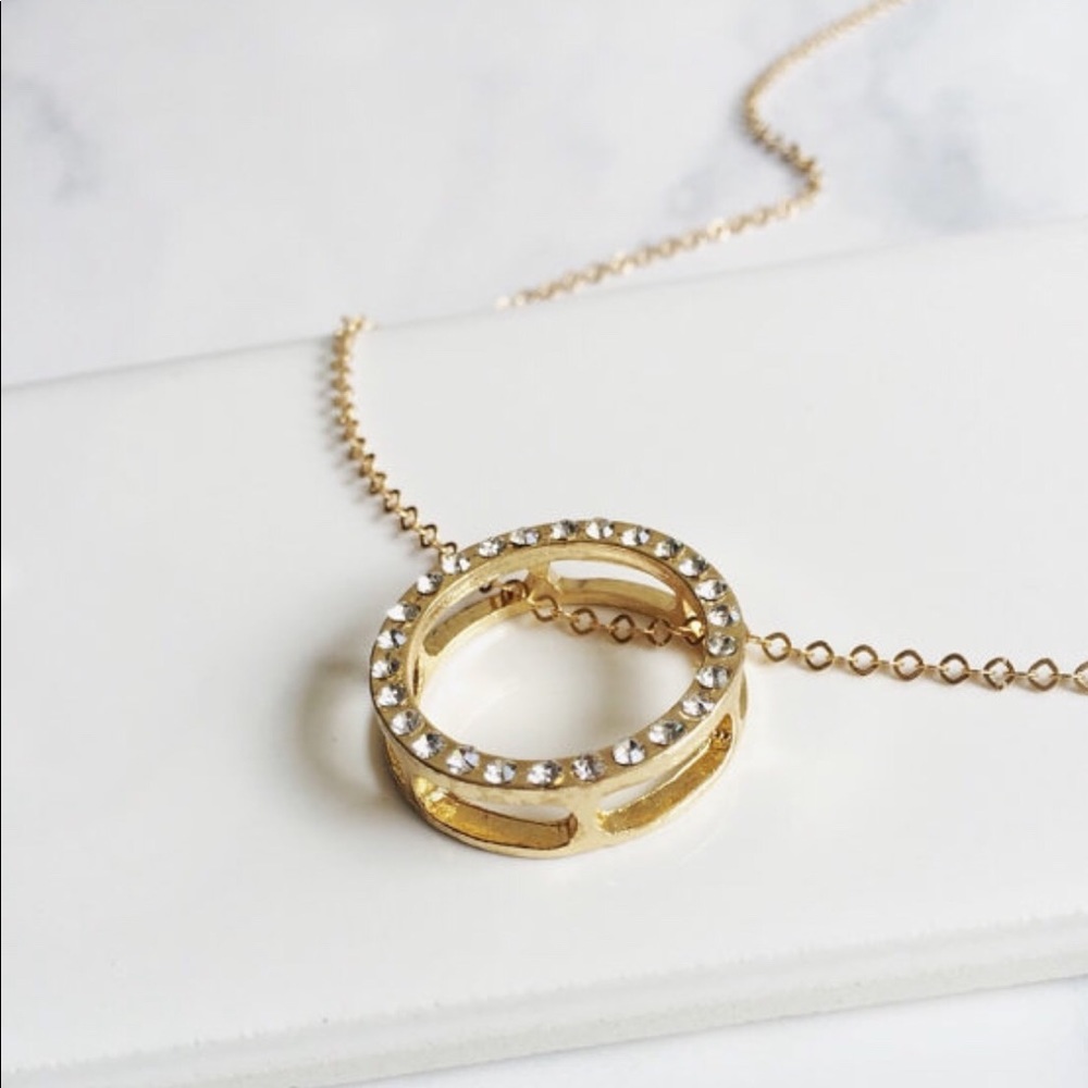 ✨Gold Pave Circle Necklace✨ - Picture 2 of 2